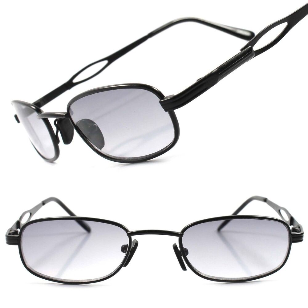 Classic Vintage Retro 80's Urban Fashion Mens Small Black Rectangle Sunglasses